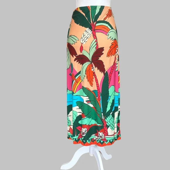 Farm Rio Anthropologie Tropical Wrap Skirt Medium - Picture 3 of 9